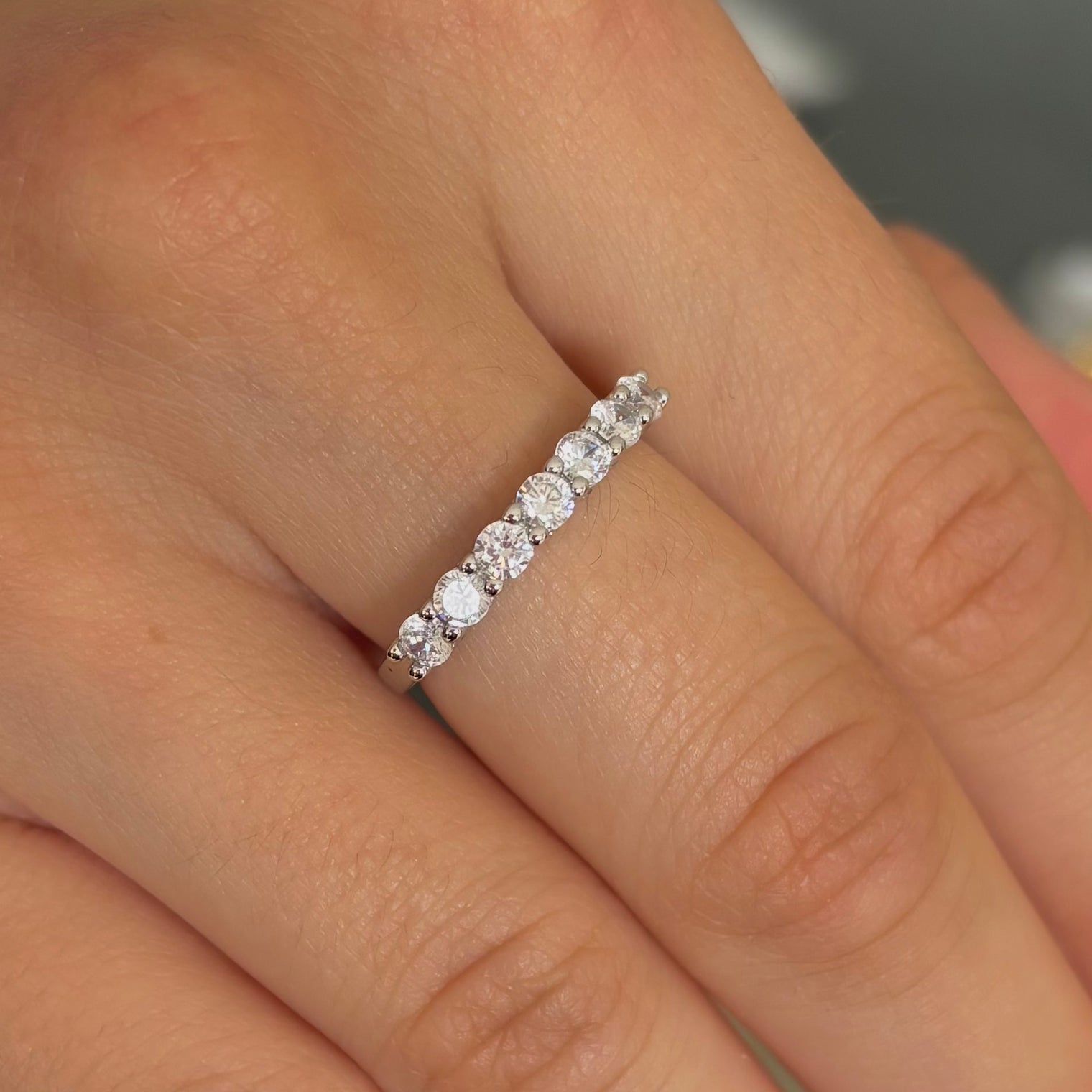 SIlver Gia Moissanite Ring